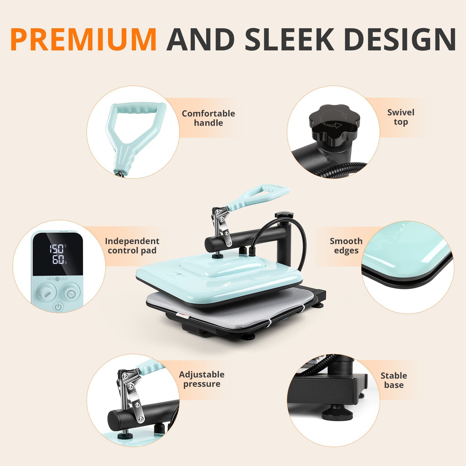 [⚡Flash Deal] HTVRONT Manual Heat Press Machine 15" x 15" 110V - (2 Colors) & Free Mini Heat Press