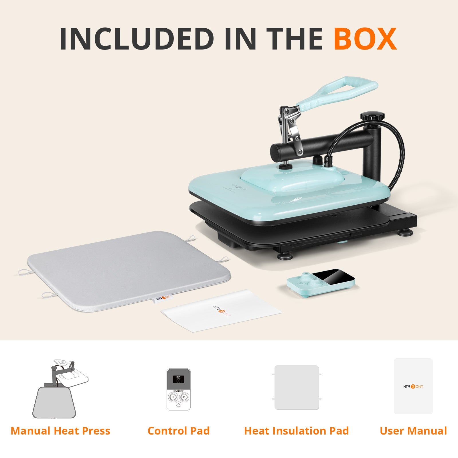 [⚡Flash Deal] HTVRONT Manual Heat Press Machine 15" x 15" 110V - (2 Colors) & Free Mini Heat Press