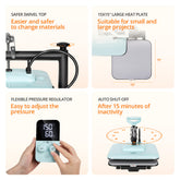 [⚡Flash Deal] HTVRONT Manual Heat Press Machine 15" x 15" 110V - (2 Colors) & Free Mini Heat Press