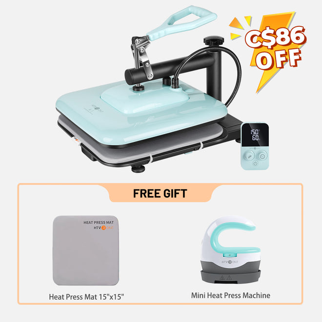 [⚡Flash Deal] HTVRONT Manual Heat Press Machine 15" x 15" 110V - (2 Colors) & Free Mini Heat Press